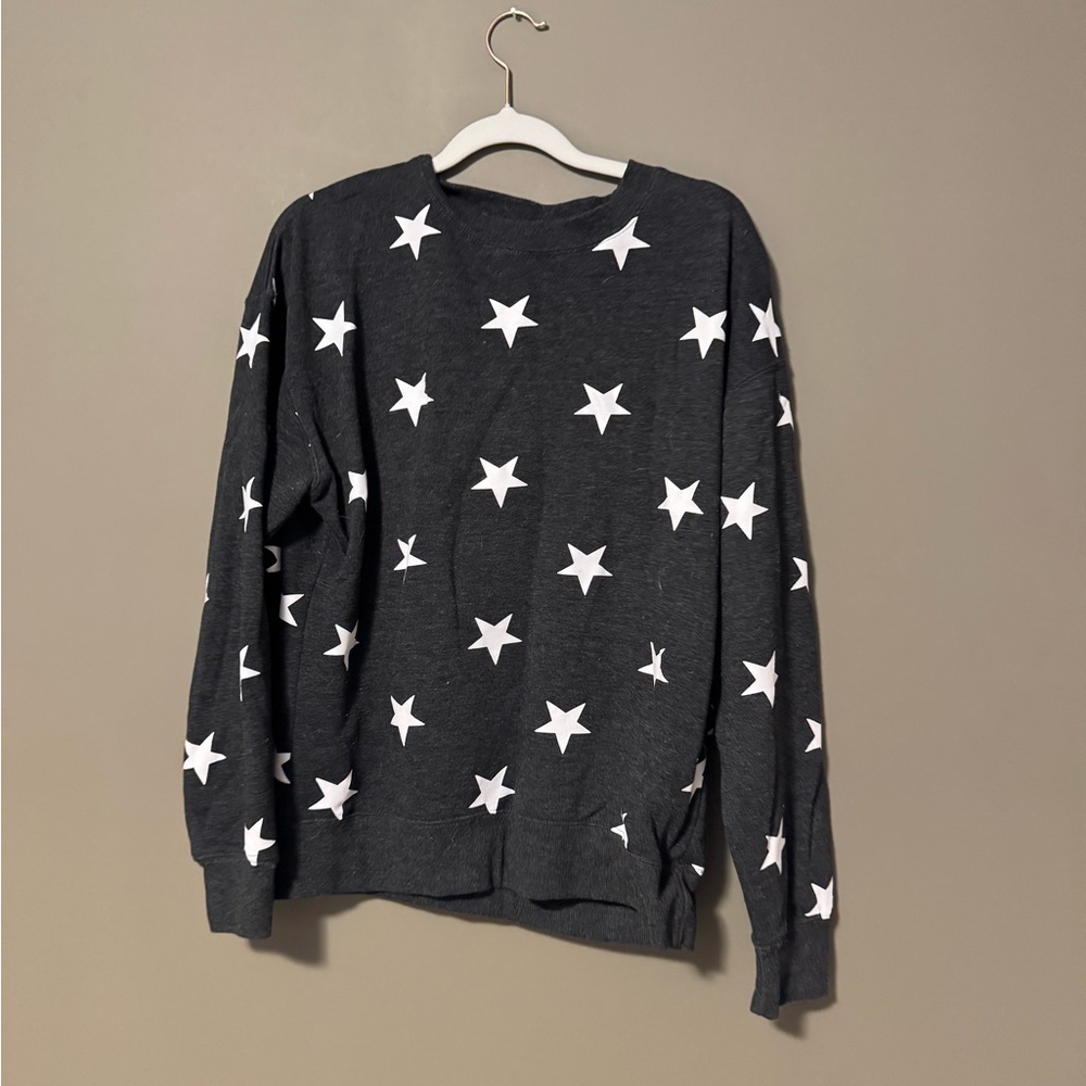 Dark Grey Crewneck Sweatshirt with White Stars Size S
